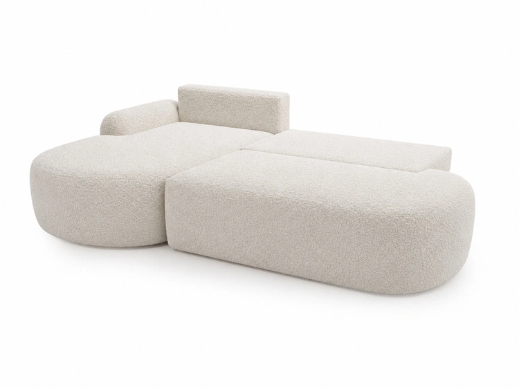 Ecksofa L-Form Links mit Schlaffunktion und Bettkasten Aurio O Weiß