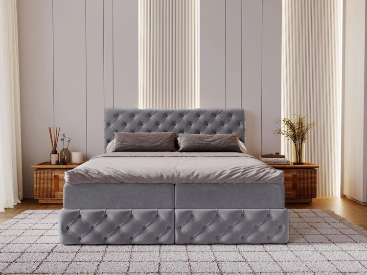 Boxspringbett mit Bettkasten 120x200 Canolo Grau