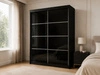 Schiebetürenschrank mit Sprossen 150 cm mit LED-Beleuchtung Ponti Schwarz