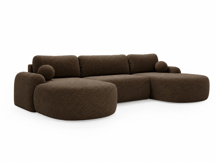 Wohnlandschaft mit Schlaffunktion und Bettkasten Aurio Braun