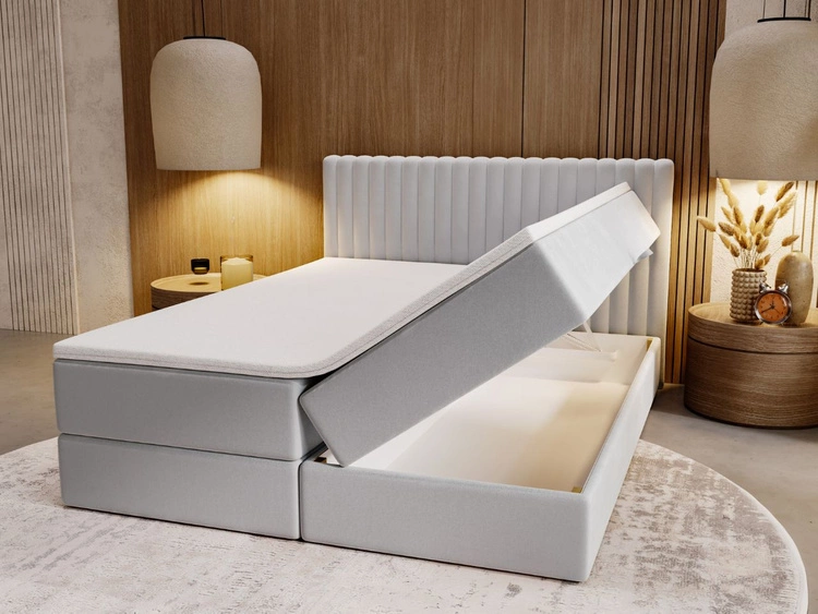 Boxspringbett mit Bettkasten 200x200 Marbella Hellgrau