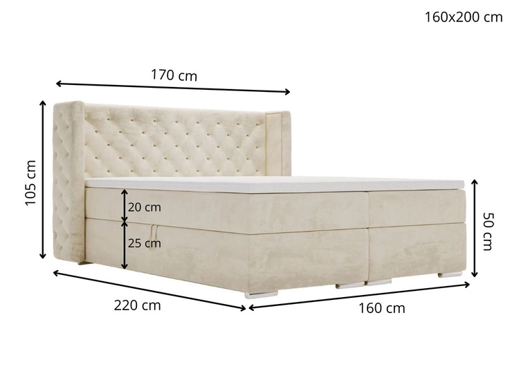 Boxspringbett mit Bettkasten 160x200 Lion Schwarz