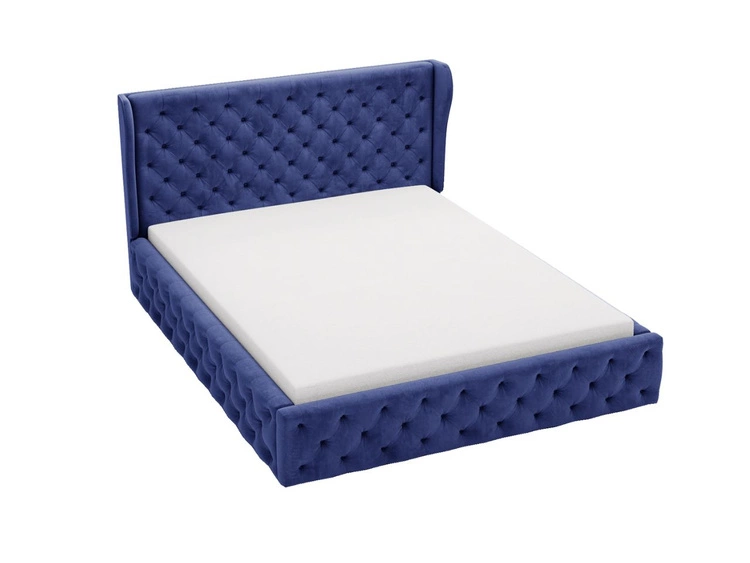 Polsterbett mit Bettkasten und Lattenrost 200x200 Kingston Dunkelblau