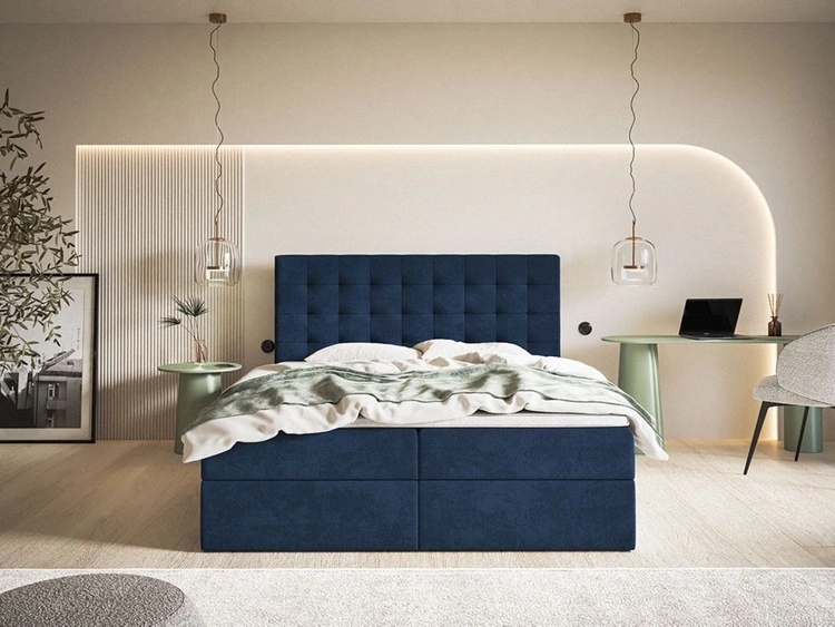 Boxspringbett mit Bettkasten 180x200 Denza Dunkelblau