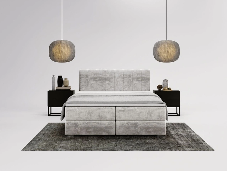 Boxspringbett mit Bettkasten 160x200 Forte Hellgrau