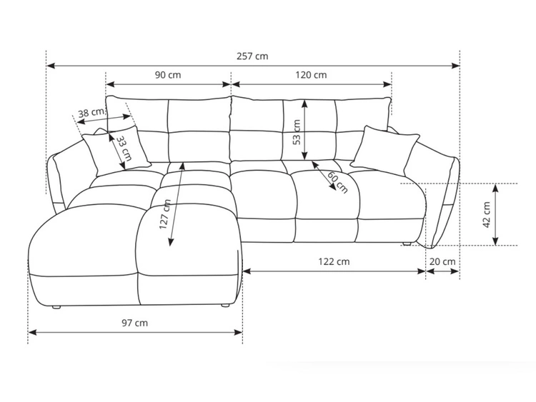 Ecksofa L-Form mit Schlaffunktion und Bettkasten Bene Creme