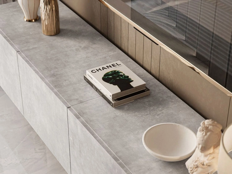 Hängeschrank mit Türen und LED-Beleuchtung 200 cm Nodoo Beton