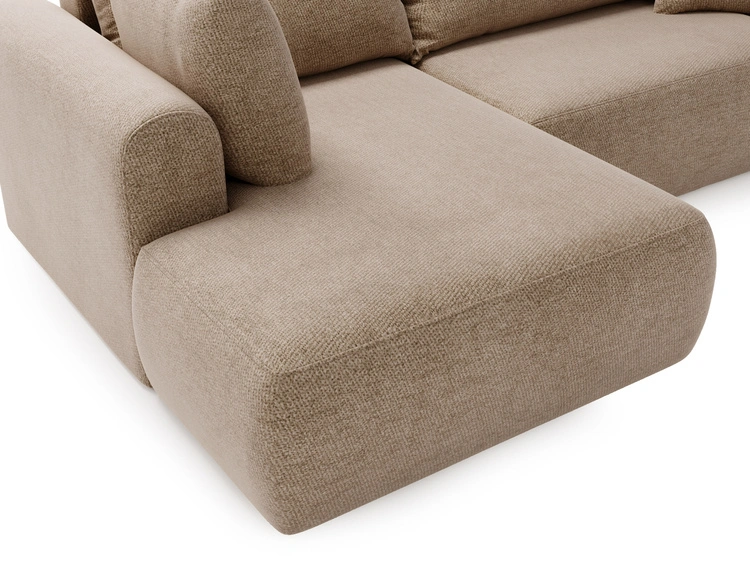 Ecksofa L-Form mit Schlaffunktion und Bettkasten Savana Bis Dunkelbeige