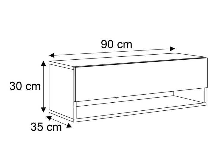 Hänge TV-Schrank 90 cm für Wohnzimmer mit LED-Beleuchtung Aurelie Kaschmir matt
