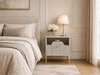 Nachtschrank mit Schublade Amber Grau, Gold Frame