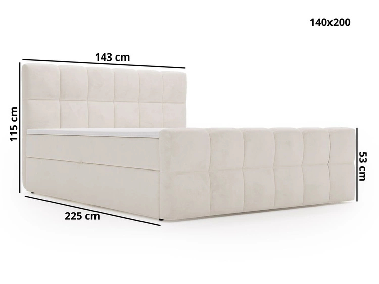 Boxspringbett mit Bettkasten 140x200 Alicante Beige