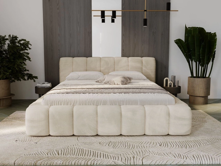 Polsterbett mit Bettkasten und Lattenrost 180x200 Ibiza Creme