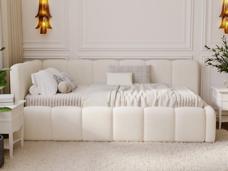 Jugendbett Einzelbett mit Bettkasten und Lattenrost 90x200 Cloud One Beige