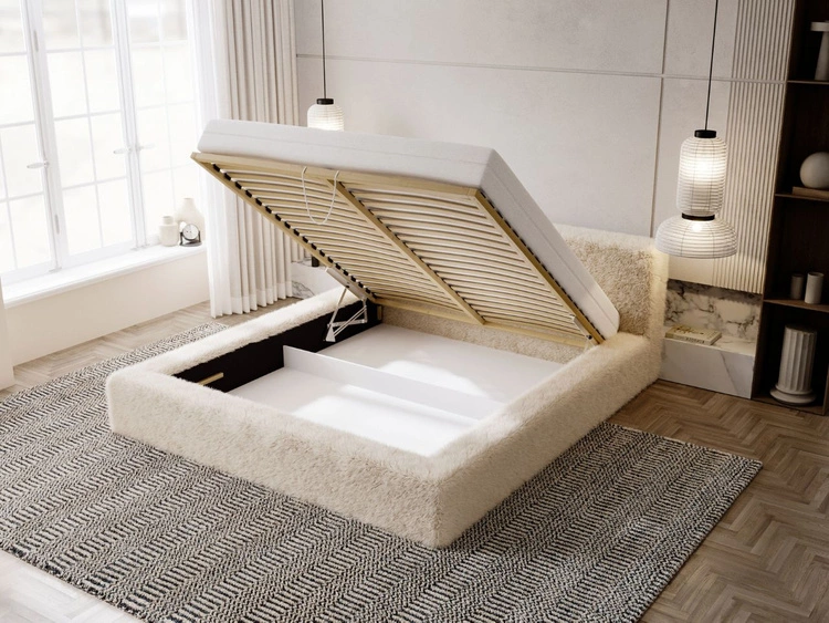 Polsterbett mit Bettkasten und Lattenrost 160x200 Enjoy Grau