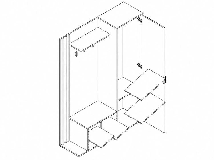 Garderobe mit Spiegel und Kleiderhaken Graphit, Artisan Eiche