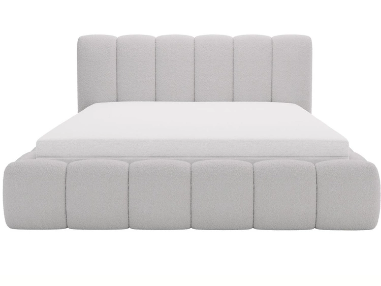 Polsterbett mit Bettkasten und Lattenrost 180x200 Cloud Bouclé-Stoff Hellgrau