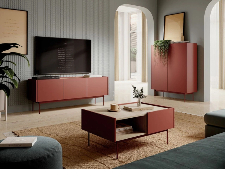 TV-Lowboard mit Türen Drevo Rot