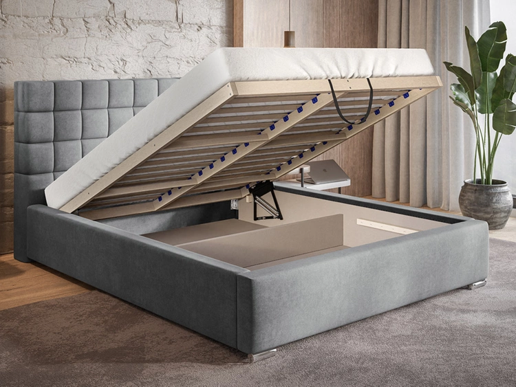 Polsterbett mit Bettkasten und Lattenrost 180x200 Terra Dunkelblau