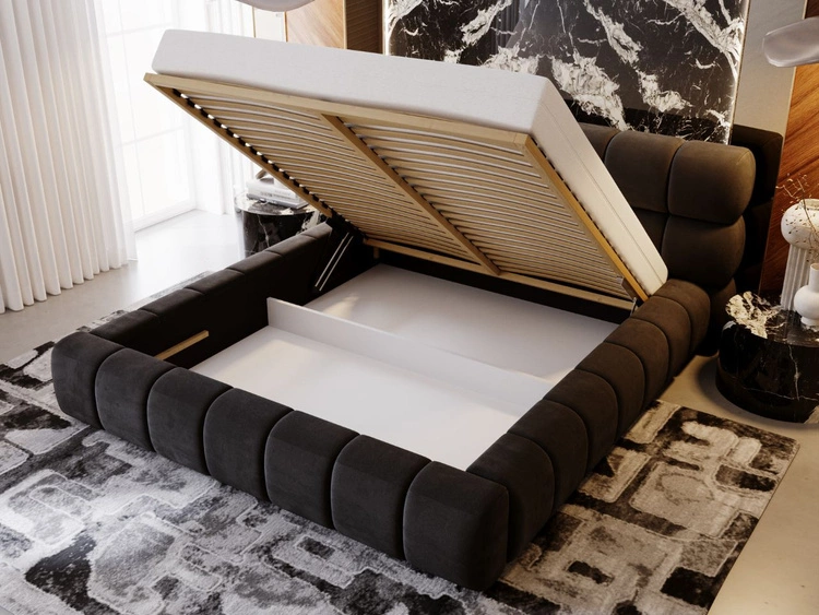 Polsterbett mit Bettkasten und Lattenrost 180x200 Mellow Schwarz