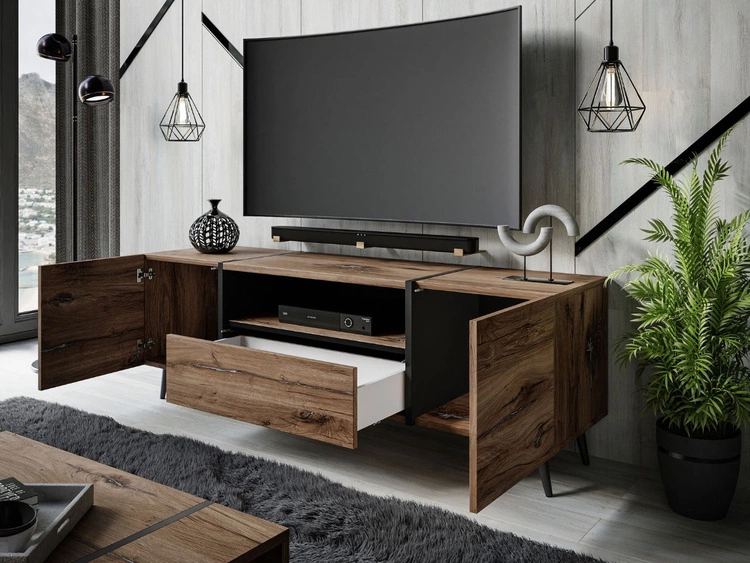 Wohnzimmer-Set im Loft-Stil auf Beinen Lunelie Eiche Flagstaff