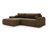 Ecksofa L-Form mit Schlaffunktion und Bettkasten Savana Links Bouclé-Stoff Braun