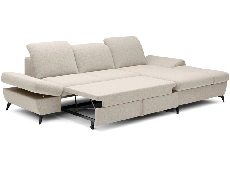 Ecksofa L-Form Rechts mit Schlaffunktion und Bettkasten Hannover Creme