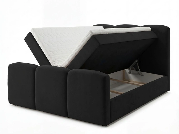 Boxspringbett mit Bettkasten 140x200 Campi Schwarz