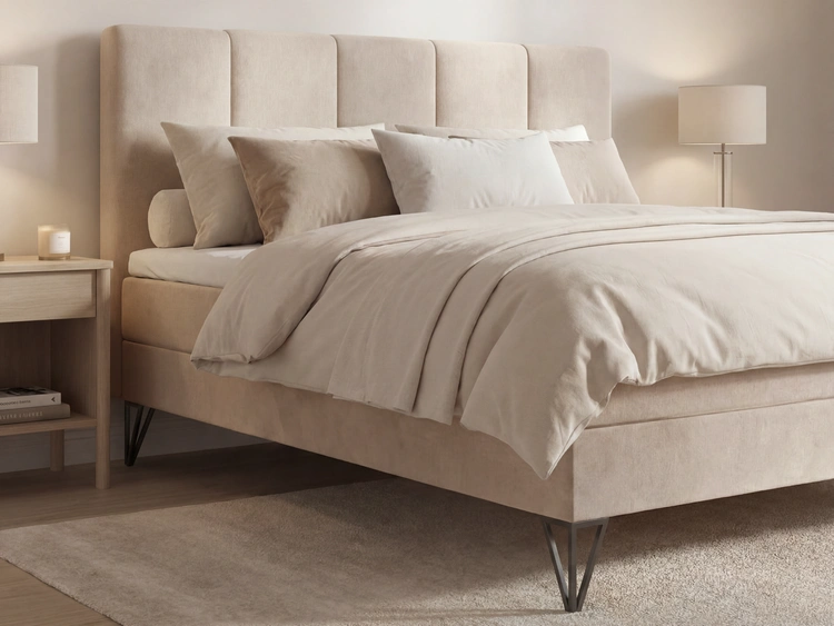 Boxspringbett mit Bettkasten 140x200 Vendi Beige