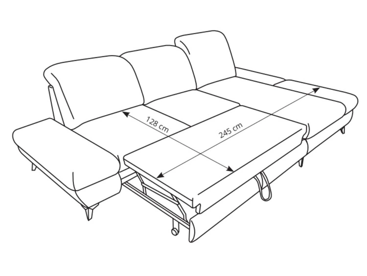 Ecksofa L-Form Rechts mit Schlaffunktion und Bettkasten Hannover Hellgrau
