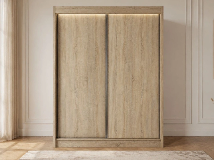 Schiebetürenschrank 150 cm mit LED-Beleuchtung Diano Eiche SOnoma