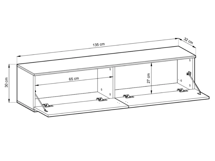 TV-Lowboard Hänge mit Türen 135 cm Diolo Schwarzer Marmor mit glatter Front