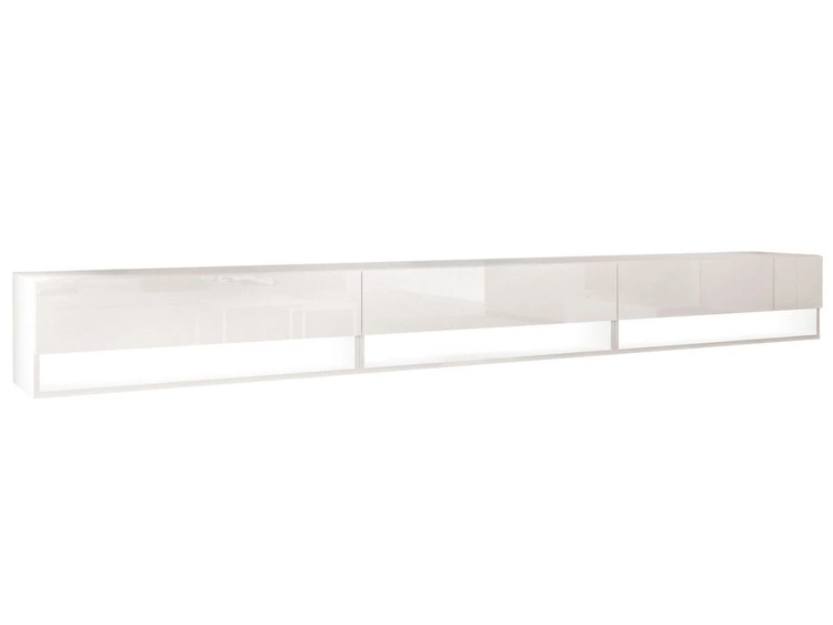 Hänge TV-Schrank 270 cm für Wohnzimmer mit LED-Beleuchtung Aurelie Weiß Hochglanz