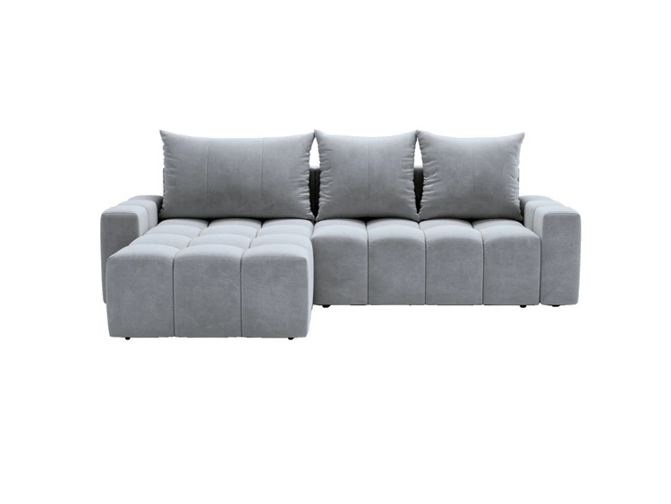 Ecksofa L-Form mit Schlaffunktion und Bettkasten Bresso Hellgrau