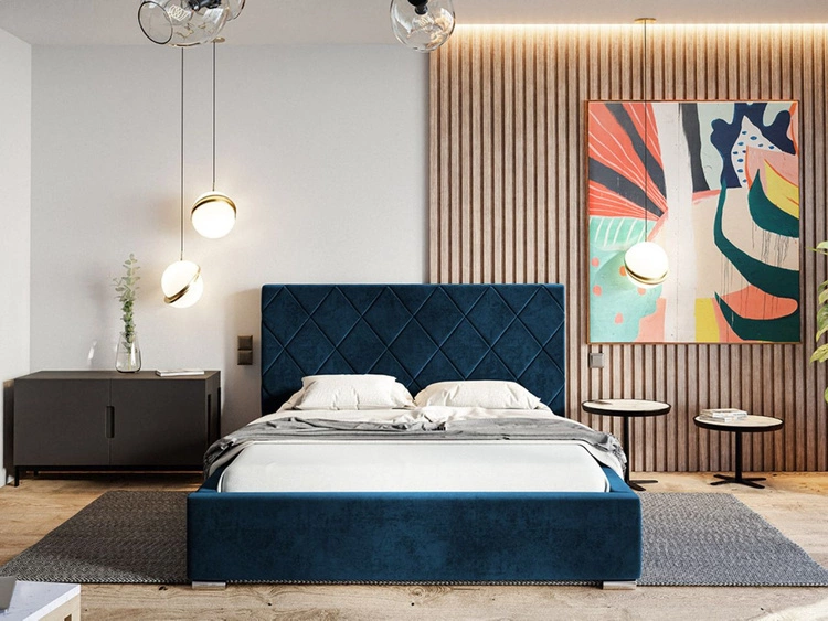Polsterbett mit Bettkasten und Lattenrost 120x200 Taranto Dunkelblau