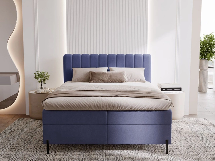 Boxspringbett mit Bettkasten 140x200 Primavera Dunkelblau