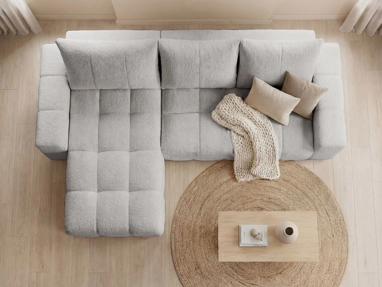 Ecksofa L-Form mit Schlaffunktion und Bettkasten Bresso Grau