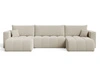 Wohnlandschaft mit Schlaffunktion und Bettkasten Neva Bouclé-Stoff Beige