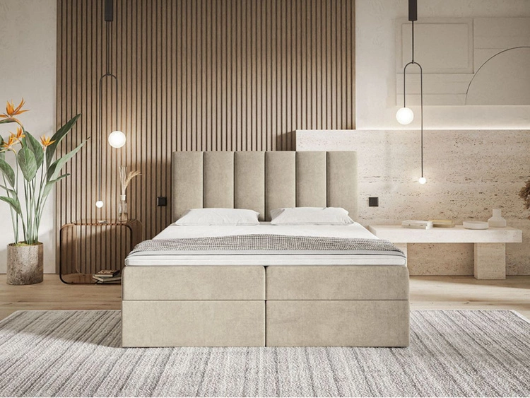 Boxspringbett mit Bettkasten 120x200 Cascada Beige