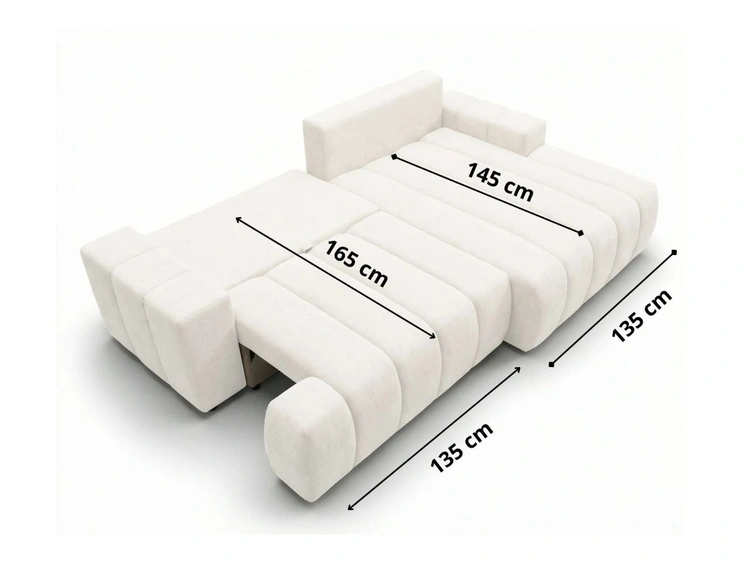 Ecksofa L-Form Rechts mit Schlaffunktion und Bettkasten Caleo Schwarz