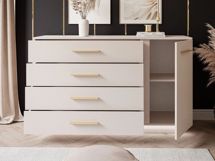 Kommode mit Türe, Schubladen und LED-Beleuchtung Nuveo Kaschmir