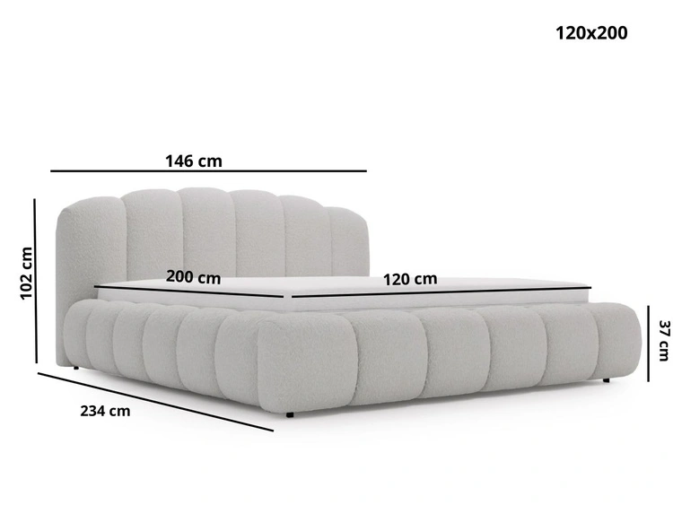 Polsterbett mit Stauraum und Lattenrost 120x200 Cloud Soft Beige