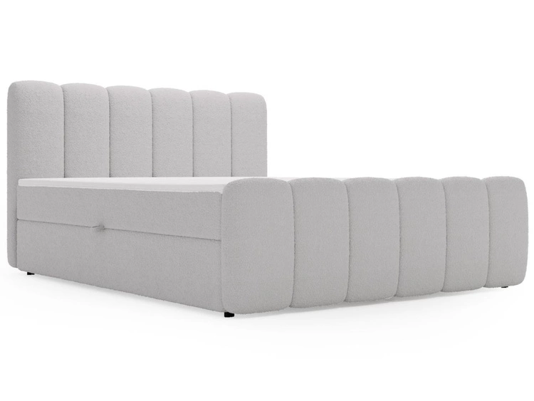 Boxspringbett mit Bettkasten 160x200 Bouclé-Stoff Cloud Grau