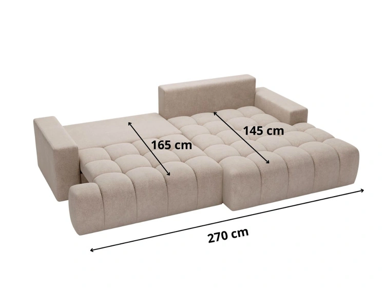 Ecksofa L-Form mit Schlaffunktion und Bettkasten Havi Links Grau