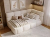 Gepolstertes Jugend-Einzelbett mit Bettkasten und Lattenrost 90x200 Modo One Links Beige