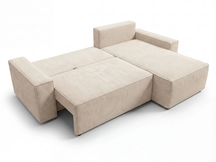 Ecksofa L-Form mit Schlaffunktion und Bettkasten Nivo Beige