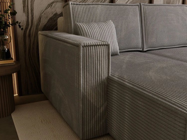 Modernes Ecksofa mit Schlaffunktion und Stauraum Prato L Grau