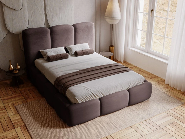 Polsterbett mit Bettkasten und Lattenrost 180x200 Bubble Braun