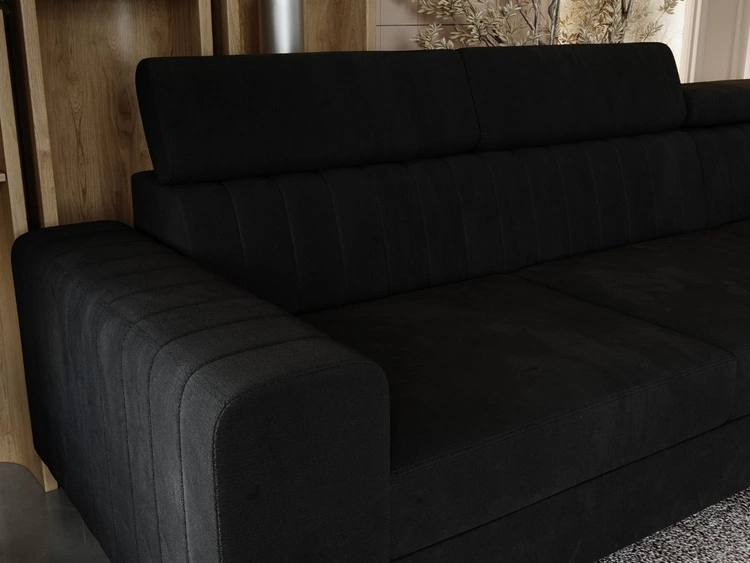 Ecksofa mit Schlaffunktion und Bettkasten Berona rechts Schwarz