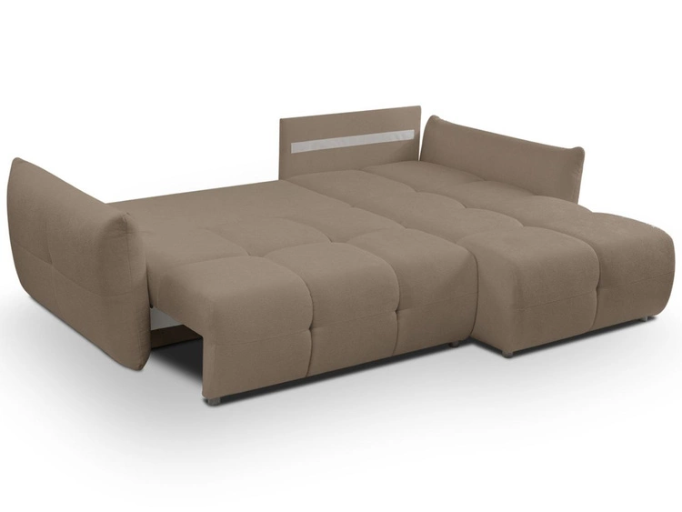 Ecksofa L-Form mit Schlaffunktion und Bettkasten Bene Braun