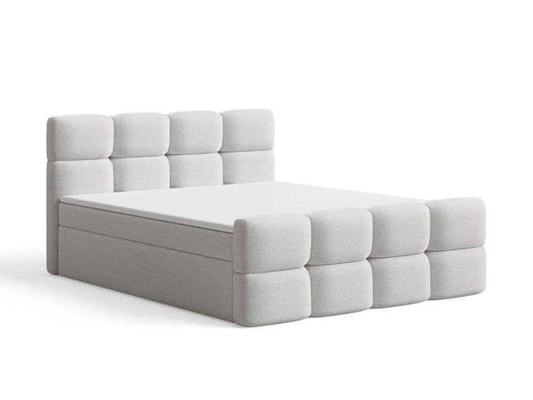 Boxspringbett mit Bettkasten 120x200 Rivon Hellgrau